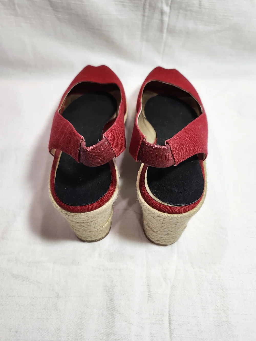 Jessica Simpson Red Canvas Slingback Espadrille Wedge Sandals Size 8